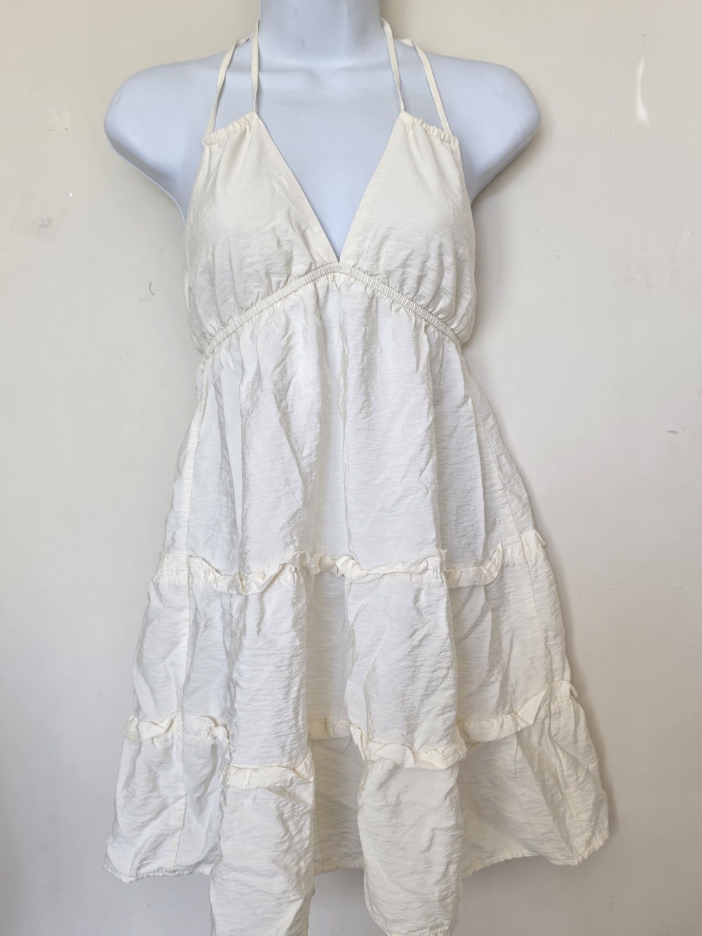 Cream Halter Tiered Summer Dress
